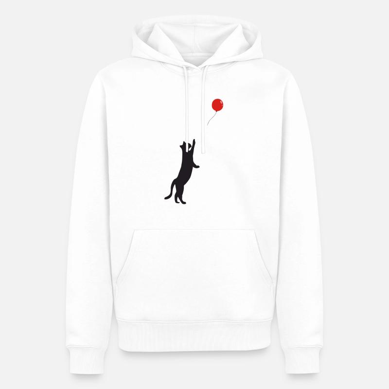 CHAT CHATON BALLON BAUDRUCHE - Mignon ballon chat - Sweat à capuche Premium bio Homme - blanc
