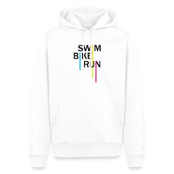 Triathlon, Swimming, Cycling, Running, Sports - Men’s Premium Organic Hoodie - white - Front - Nico (187cm)