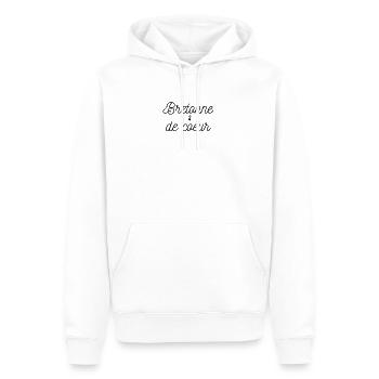 Bretonne de coeur Logo - Sweat à capuche Premium bio Homme - blanc - Devant - Nico (187cm)