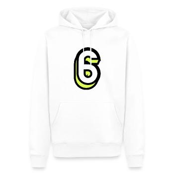 6. 6 ANS. 6e ANNIVERSAIRE. ANNIVERSAIRE 6 ANS - Sweat à capuche Premium bio Homme - blanc - Devant - Nico (187cm)