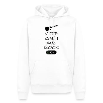 Keep Calm and Rock On mit Gitarre - Männer Premium Bio Hoodie - Weiß - Vorne - Nico (187cm)
