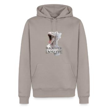 Danger à l’intérieur, gothique, Ramstein, Engel, Schützer - Sweat à capuche Premium bio Homme - taupe - Devant - Nico (187cm)