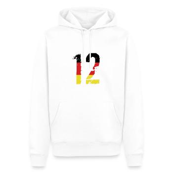 Maillot 12 numéros Allemagne - Sweat à capuche Premium bio Homme - blanc - Devant - Nico (187cm)