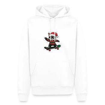 Chat Noël Drôle - Sweat à capuche Premium bio Homme - blanc - Devant - Nico (187cm)