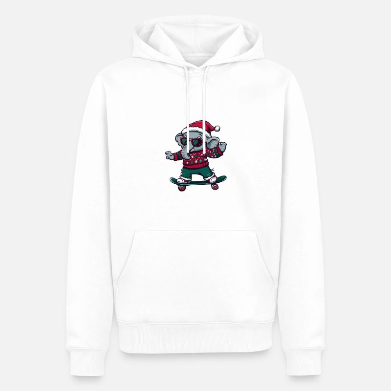 Éléphant Noël Drôle - Sweat à capuche Premium bio Homme - blanc