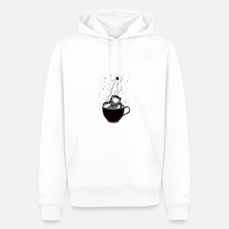 Café Astronaute - Sweat à capuche Premium bio Homme - blanc