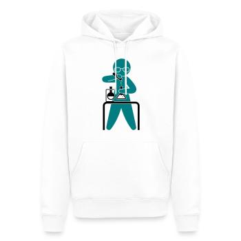 Ein Wissenschaftler hält ein Reagenzglas - Männer Premium Bio Hoodie - Weiß - Vorne - Nico (187cm)