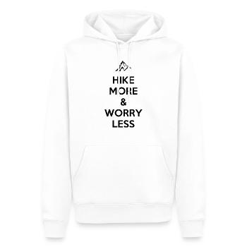 Randonnée Plus Souciez-vous moins. Conception de randonnée pédestre - Sweat à capuche Premium bio Homme - blanc - Devant - Nico (187cm)