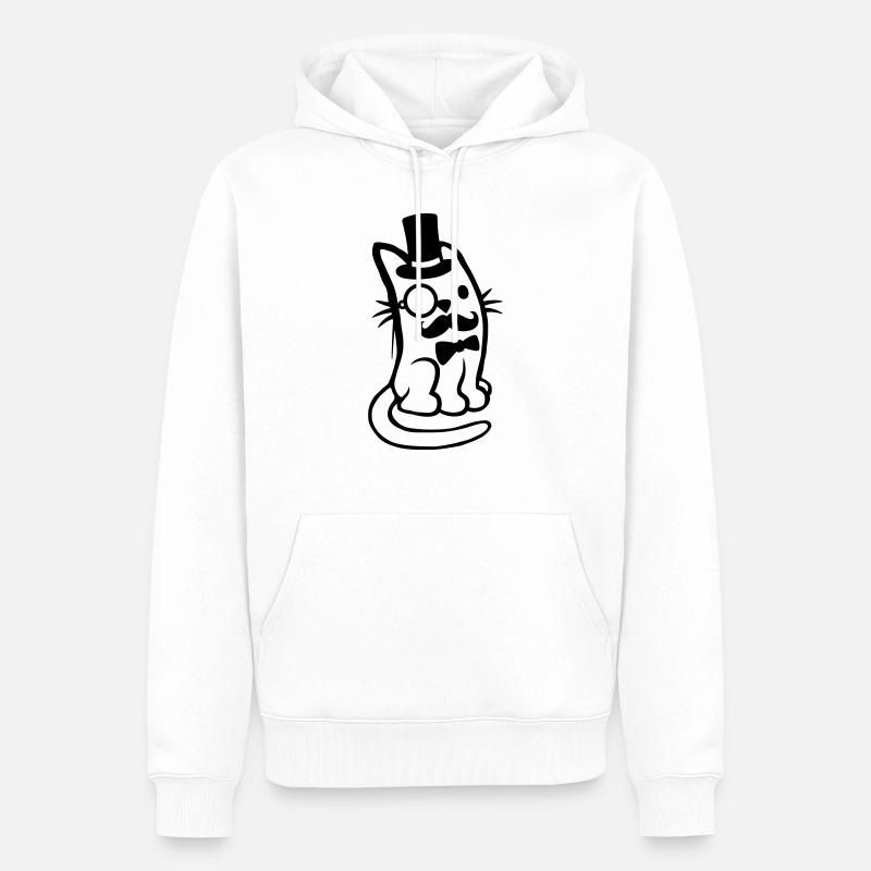 Herr Katze Bart Mann - Männer Premium Bio Hoodie - Weiß
