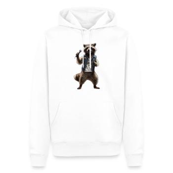 Raccoon Singing Mic - Men’s Premium Organic Hoodie - white - Front - Nico (187cm)