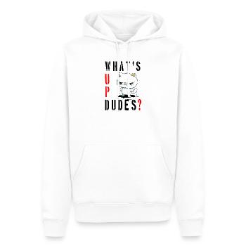 whats up dudes? Angry Cat - Männer Premium Bio Hoodie - Weiß - Vorne - Nico (187cm)