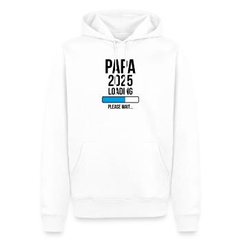 Papa 2025 Loading Bitte warten... - Männer Premium Bio Hoodie - Weiß - Vorne - Nico (187cm)
