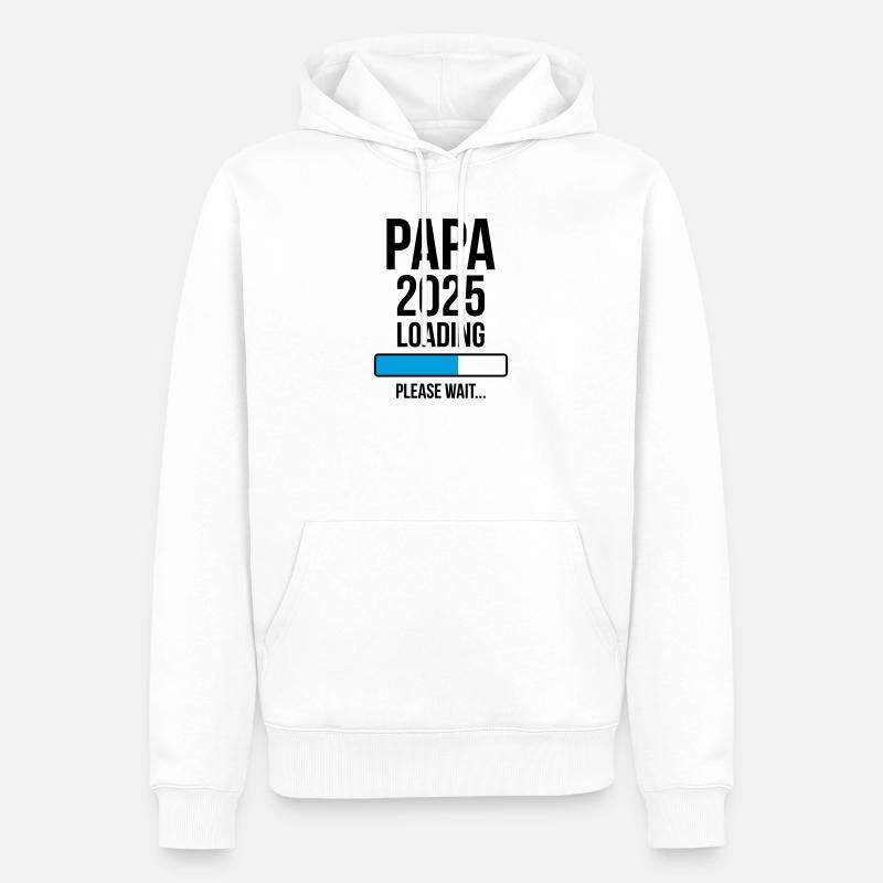 Papa 2025 Loading Please wait... - Sweat à capuche Premium bio Homme - blanc