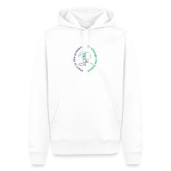 to change the future start in the present - Männer Premium Bio Hoodie - Weiß - Vorne - Nico (187cm)