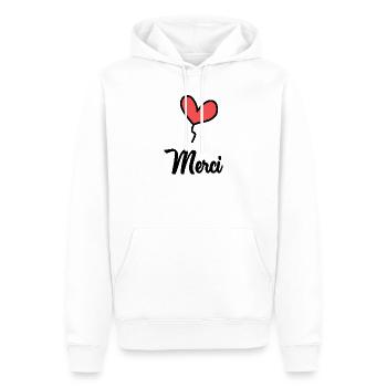 MAÎTRESSE. MAITRE. MERCI. MERCI MAÎTRESSE - Sweat à capuche Premium bio Homme - blanc - Devant - Nico (187cm)