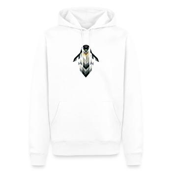 Geometrischer Pinguin – Frostige Eleganz - Männer Premium Bio Hoodie - Weiß - Vorne - Nico (187cm)