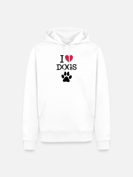 Ich liebe Hunde Zitat für Hundebesitzer - Männer Premium Bio Hoodie - Weiß
