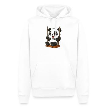 Panda mignon sur la cour de jeux de jeux animés en balançoire - Sweat à capuche Premium bio Homme - blanc - Devant - Nico (187cm)