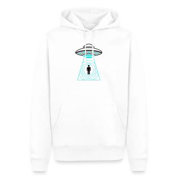 Vecteur d’enlèvement par OVNI Me Téléporter - Sweat à capuche Premium bio Homme - blanc - Devant - Nico (187cm)