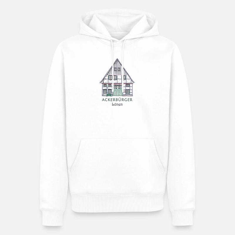 Lünen, district d’Unna, dessin de l’Ackerbürgerhaus - Sweat à capuche Premium bio Homme - blanc