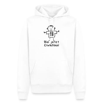 Bonhomme bâton de 18 ans d’âge - Sweat à capuche Premium bio Homme - blanc - Devant - Nico (187cm)