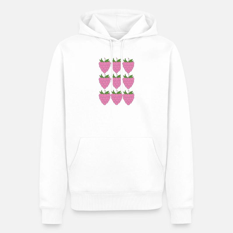 Raspberry Grid Pattern - Men’s Premium Organic Hoodie - white