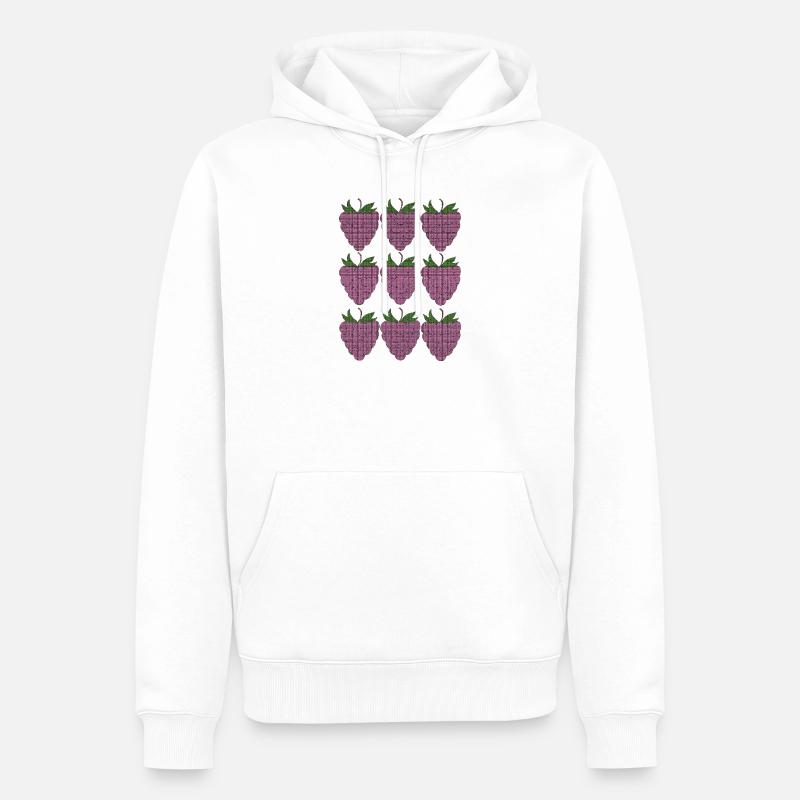 raspberry pattern textile - Men’s Premium Organic Hoodie - white