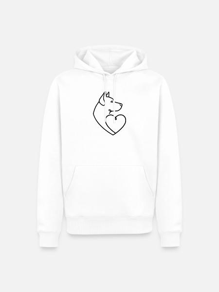 Husky Schäferhund Herz Line Art - Männer Premium Bio Hoodie - Weiß