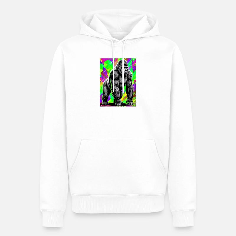 gorille - Sweat à capuche Premium bio Homme - blanc