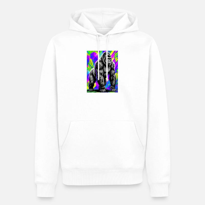 gorille - Sweat à capuche Premium bio Homme - blanc