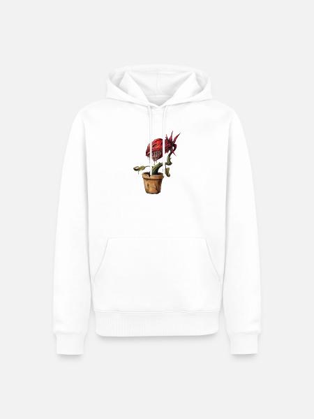 Blutrote Pflanze im Topf - Männer Premium Bio Hoodie - Weiß