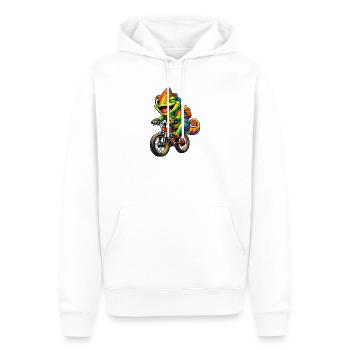 Chamäleon auf dem Fahrrad - Männer Premium Bio Hoodie - Weiß - Vorne - Nico (187cm)