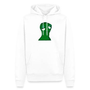 Müde grüne Figur – minimalistischer Cartoon,  Frus - Männer Premium Bio Hoodie - Weiß - Vorne - Nico (187cm)