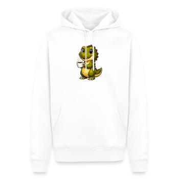 Dino mit Kaffee - Männer Premium Bio Hoodie - Weiß - Vorne - Nico (187cm)