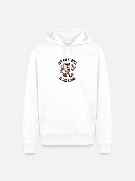 Froher Kaffee Wiener Dialekt - Männer Premium Bio Hoodie - Weiß