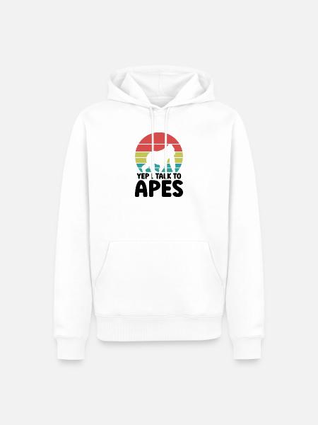 Affe Retro Spruch - Männer Premium Bio Hoodie - Weiß