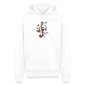 Flatternder_Notenschluessel - Männer Premium Bio Hoodie - Weiß - Vorne - Nico (187cm)