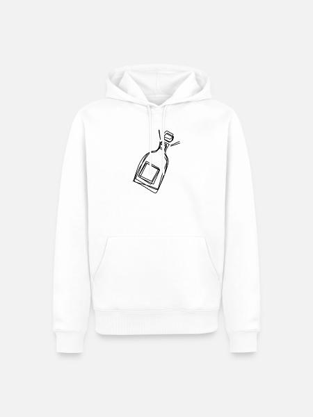Sektflasche handgezeichnet - Männer Premium Bio Hoodie - Weiß