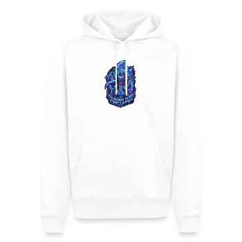 Cyberpunk Thor Neon Synthwave 3D-Schild - Männer Premium Bio Hoodie - Weiß - Vorne - Nico (187cm)
