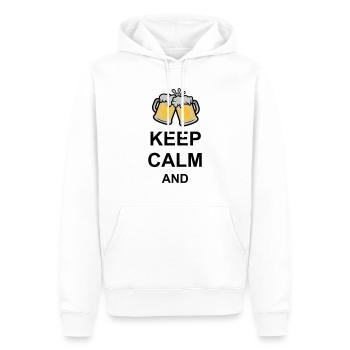 Keep Calm Bier Text - Männer Premium Bio Hoodie - Weiß - Vorne - Nico (187cm)