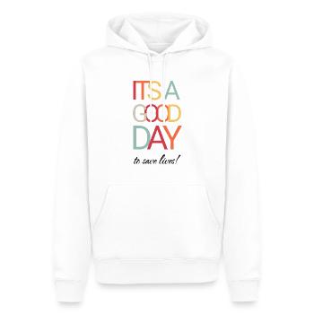 C’est une bonne journée pour sauver des vies - Infirmière - Sweat à capuche Premium bio Homme - blanc - Devant - Nico (187cm)