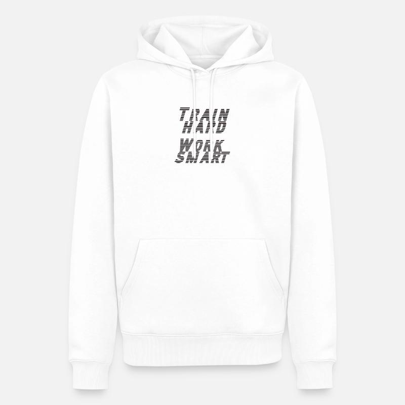 train hard - work smart - Männer Premium Bio Hoodie - Weiß