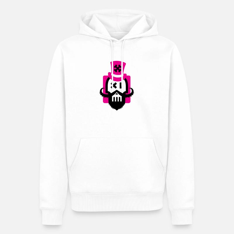 Bartschädel Magenta - Männer Premium Bio Hoodie - Weiß