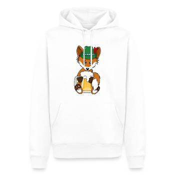 Fuchs mit Bier - Bayern Hut Tracht Volksfest - Männer Premium Bio Hoodie - Weiß - Vorne - Nico (187cm)