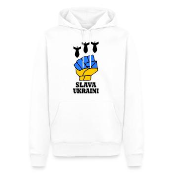 Slava ukraini - Sweat à capuche Premium bio Homme - blanc - Devant - Nico (187cm)