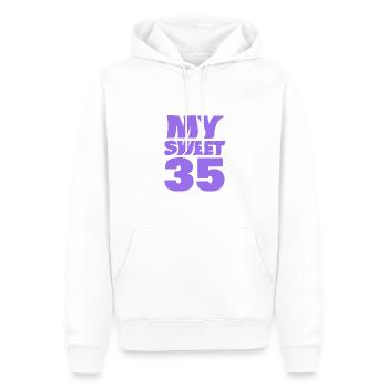 Sweet 35 - Men’s Premium Organic Hoodie - white - Front - Nico (187cm)