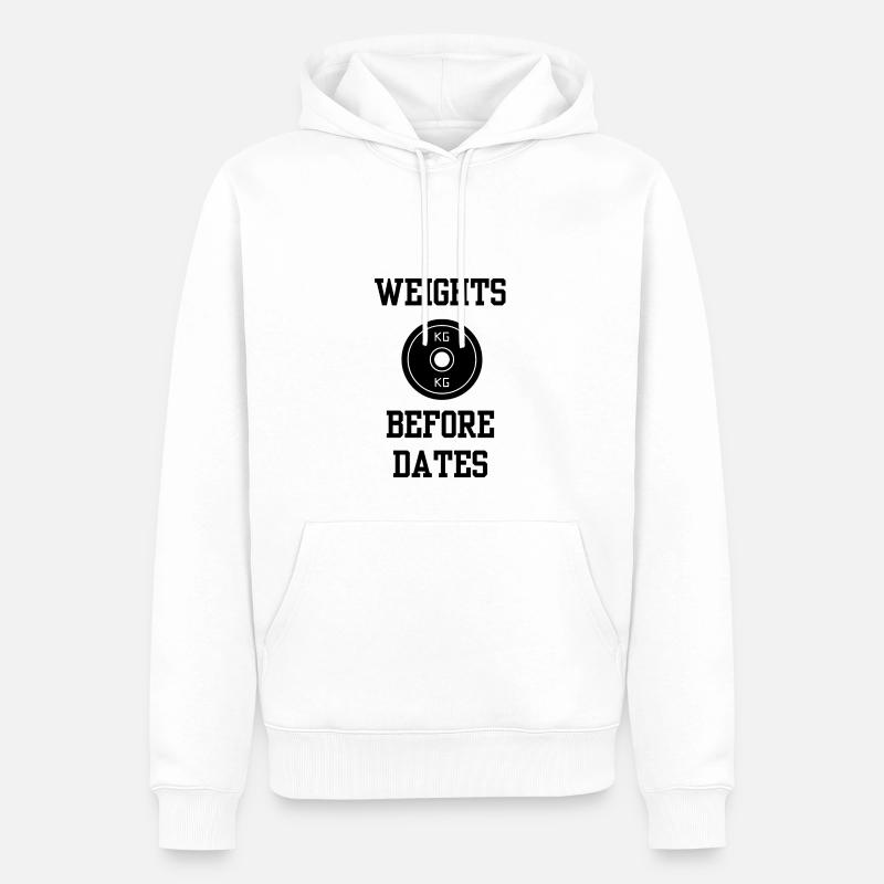 Weights before dates - Sweat à capuche Premium bio Homme - blanc