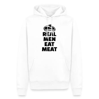 Real men eat meat - Sweat à capuche Premium bio Homme - blanc - Devant - Nico (187cm)