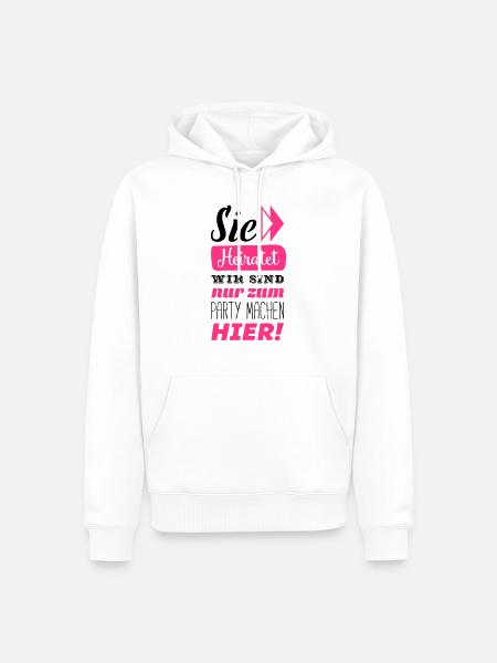 sie heiratet wir hier - Männer Premium Bio Hoodie - Weiß