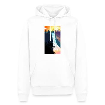Wasserfall Sonnenuntergang - Männer Premium Bio Hoodie - Weiß - Vorne - Nico (187cm)
